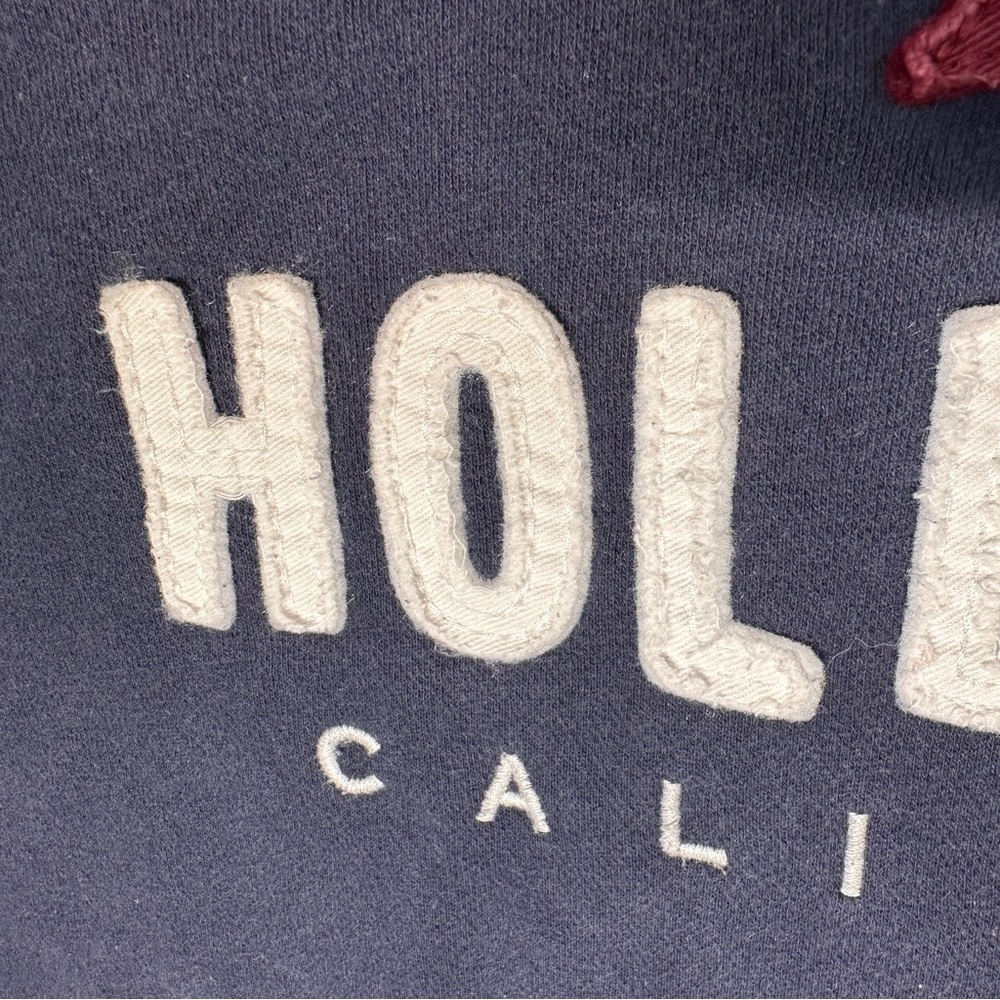 Vintage Hollister Appliqué Logo Blue Hoodie Casual Surfer Cali Beach Men’s Med - Picture 7 of 14
